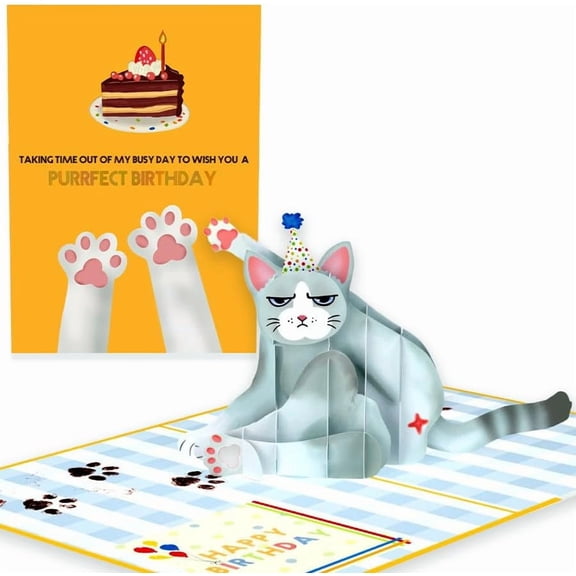 Funny Birthday Card - 3D Grumpy Cat Pop Up Birthday Cards for Women, Wife, Mom, Sister, Friend & Coworkers - Happy Birthday Card for Her, Girlfriend, Grandma - Bday Greeting for 60th, 70th, 80th
