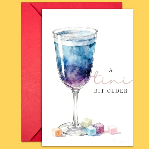 Funny Birthday Card – "A Tini Bit Older" Design with Cocktail Glass – Envelope Included – Perfect for Friends and Family Celebrations