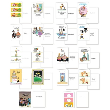 Funny Birthday Card Assorted Pack - 18 Cards & Envelopes - 5x7 Folded Cards