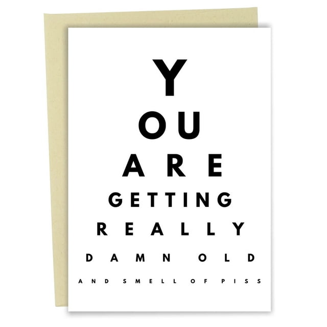 Funny Birthday Card For Old Men / Eye Exam Card - Sleazy Greetings ...