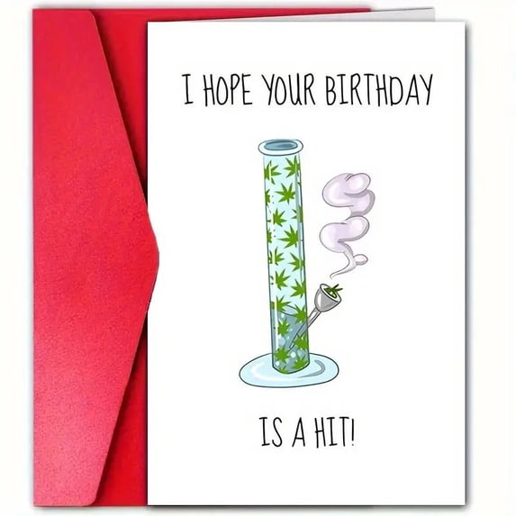 Funny Birthday Card – "I Hope Your Birthday Is a Hit!" Design – Perfect for Friends or Smokers – Includes Envelope, Blank Inside for Personal Messages