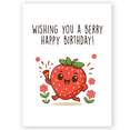 thumbnail image 1 of Funny Birthday Card for Friend "Berry Happy Birthday" Cute Strawberry Pun Greeting Card, 1 of 2