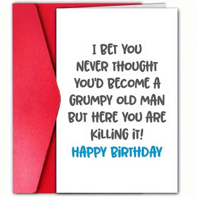 Funny Birthday Card for Grumpy Old Man – Hilarious Quote Design – Comes ...