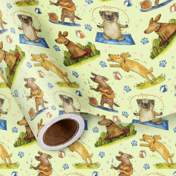 Funny Birthday Cat Wrapping Paper Roll, Party Hat & Bowtie Cat Pattern Gift Wrap for Birthday, Pet Lovers, Party Gifts, Mini Roll 17 in x 16.4 Feet