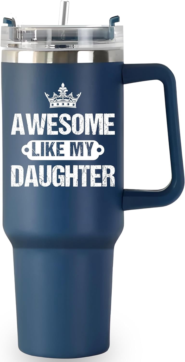 Funny Birthday Gift For Dad From Daughter, Awesome Like My Daughter Tumbler 40oz, Christmas Father''s Day Gift For Dad, Father In Law Birthday Gift From Daughter In Law, New Bonus Dad Gift