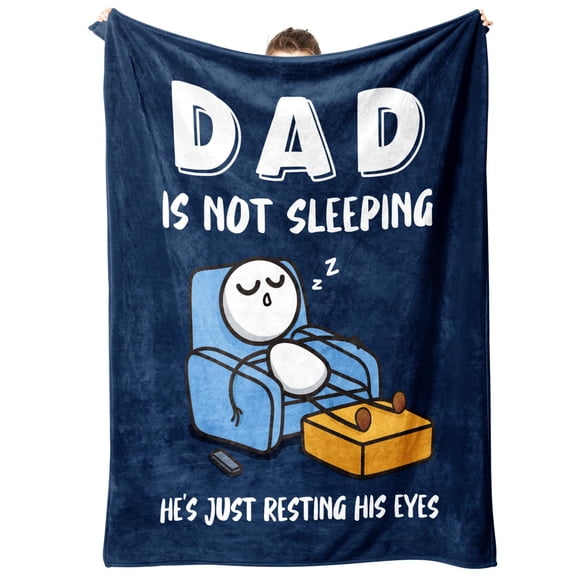 Funny Birthday Gift for Dad Husband, Dad is Not Sleeping Blanket, Dads Gifts from Daughter Son, Super Soft Throws Blanket for Couch and Napping, 60" x 50"