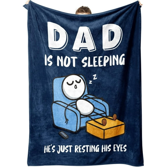 Funny Birthday Gifts for Dad Husband, Dad is Not Sleeping Blanket, Dads Gifts from Daughter Son, Super Soft Throws Blanket for Couch and Napping