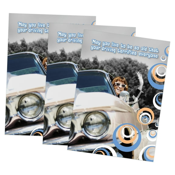 Funny Birthday Greeting Card (5" x 7") by Paper Street | 3 Pack + 3 Envelopes (Bad Driving)