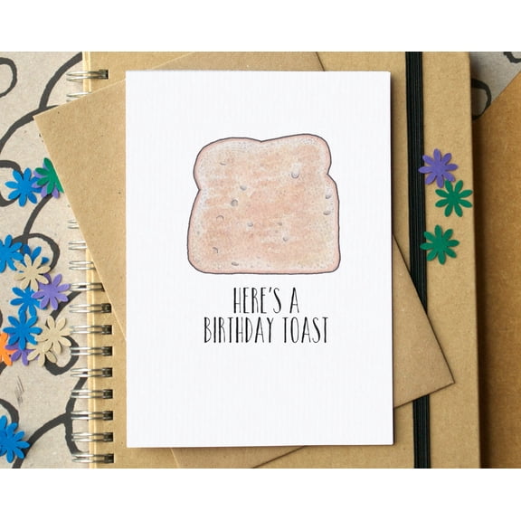 Funny Birthday Toast Greeting Card - "Here's a Birthday Toast" Design - Blank Inside, Envelope Included - Perfect for Friends and Family Celebrations