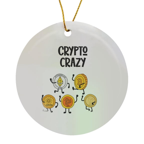 3drose, Funny Bitcoin Ether Digital Crypto Crazy Cryptocurrency Coin Dancers, Circle Porcelain Ornament