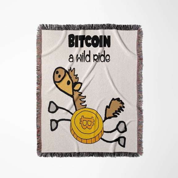 Funny Bitcoin Wild Ride With Bitcoin Horse Cryptocurrency Investing, Woven Blanket