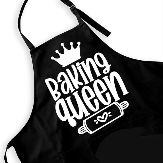 Funny Black Baking Apron for Women Baker,Cute Baking Queen Apron with 2 Pockets and Adjustable Neck Strap,Perfect for Birthday Christmas Thanksgiving, Large
