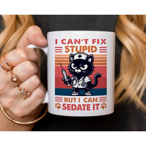 Funny Black C1At Nurse Mug, HealthC1Are Coffee Cup, Veterinary DE1cor