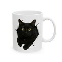 Funny Black Cat 3D Illusion Coffee Mug 11oz – Cute Cat Lover Ceramic Cup