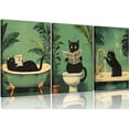 thumbnail image 1 of Funny Black Cat Bathroom Canvas Wall Art Vintage Cat Wash its paws Reading Newspaper Posters Prints Modern Green bathroom Decor pictures Painting for Bathroom Toilet Artwork Decorations, 1 of 6