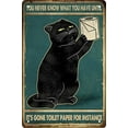 thumbnail image 1 of Funny Black Cat Bathroom Decor Retro Metal Tin Sign - You Never Know What You Have Until It's Gone Toilet Paper For Instance - Vintage Art Sign for Home Office Room Wall Decor Poster Gift 8x12 in, 1 of 7