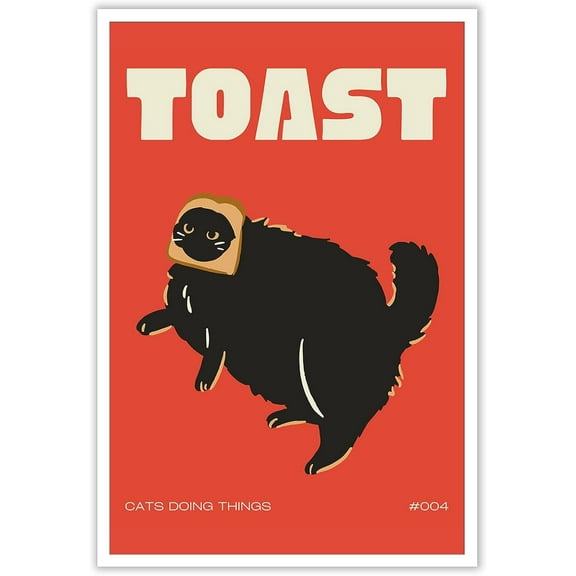 Funny Black Cat Bread Kitchen Canvas Wall Art Cute Quirky Cat Doing Things Toast Posters Cat Lover Gifts Funky Pet Animal Print Decor For Kitchen Living Room 12x16in Unframed