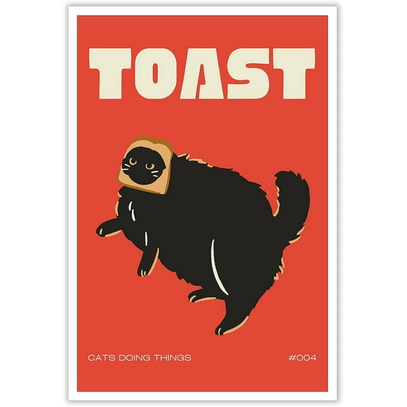 Funny Black Cat Bread Kitchen Canvas Wall Art Cute Quirky Cat Doing Things Toast Posters Cat Lover Gifts Funky Pet Animal Print Decor For Kitchen Living Room 12x16in Unframed