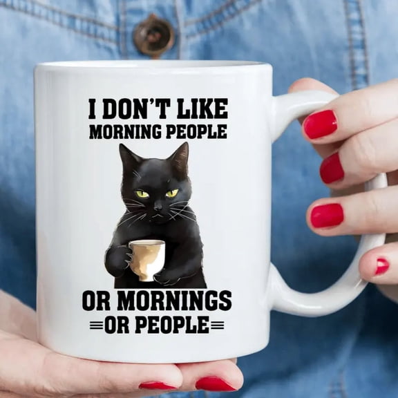 Funny Black Cat Ceramic Coffee Mug, 11 oz - Reusable, Machine Washable, Perfect Gift for Coffee Lovers, Birthdays, Christmas, and All Seasons