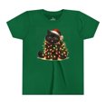 thumbnail image 1 of Funny Black Cat Christmas Tree Light - Youth Short Sleeve Tee, 1 of 2
