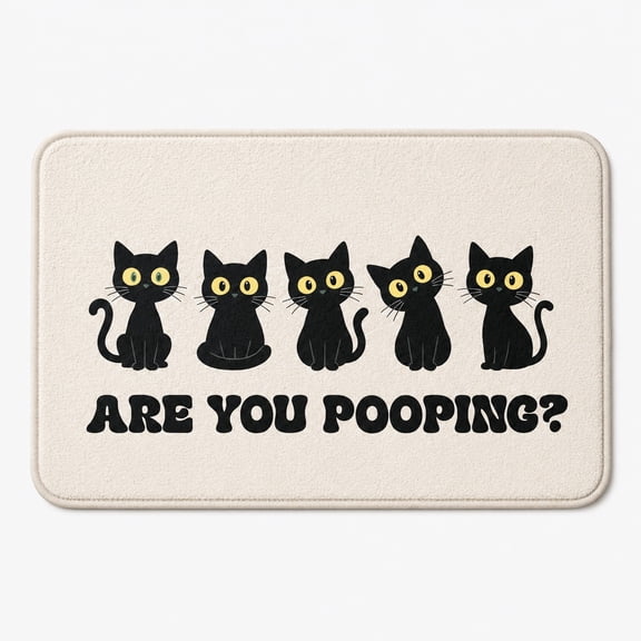 Funny Black Cat Doormat with Non-Slip Backing, Printable Mat Fabric, 2 Sizes