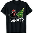 thumbnail image 1 of Funny Black Cat Gift Pushing Christmas Tree Over Cat What? T-Shirt, 1 of 5