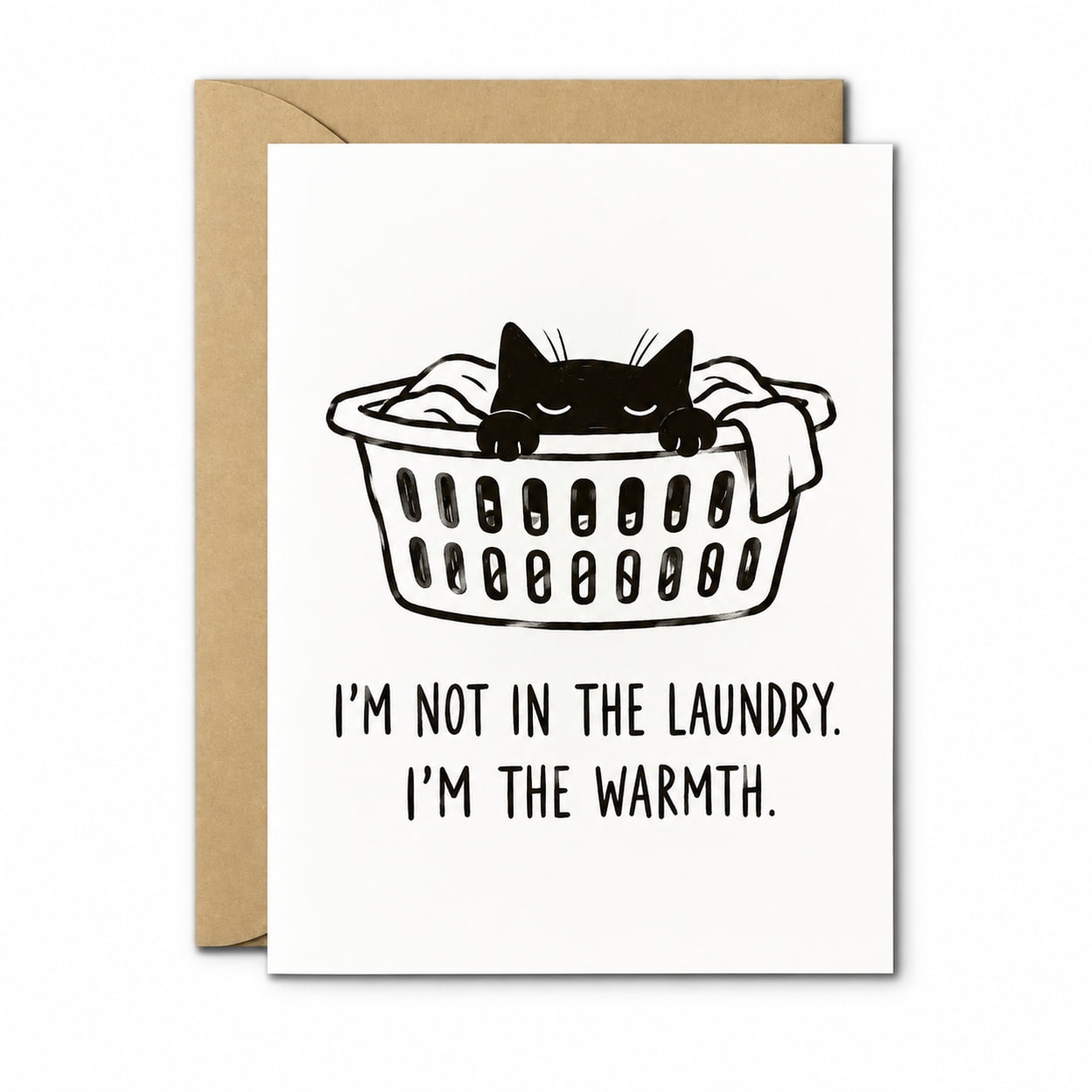 Greating Hands Sign Funny Black Cat Greeting Card, Iām the Warmth, Hand Drawn 5x7 Humor ...