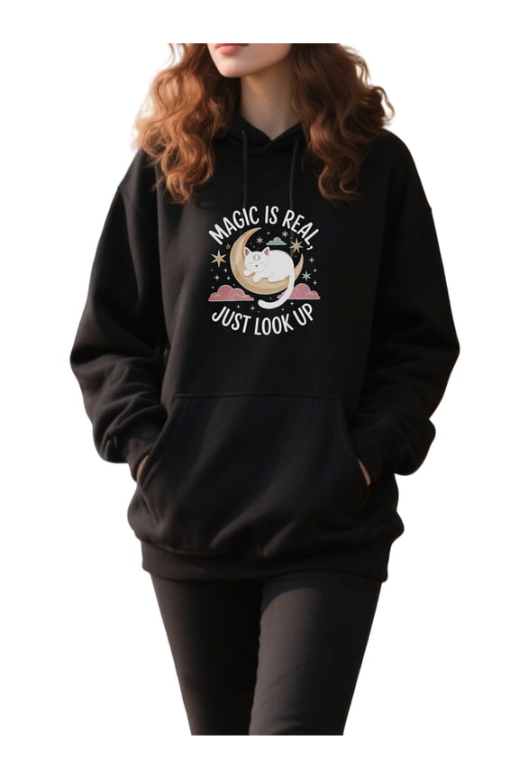Funny Black Cat Hoodie Unisex Halloween Graphic Pullover Hoodie for Women and Men Cute Spooky Cat Lover Gift Casual Sweatshirt for Cat Moms Cat Dads Friends Everyday Wear