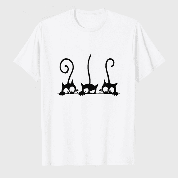 Funny Black Cat Peeking Graphic T-Shirt for Men and Women, Cute Cat Lover Casual Tee