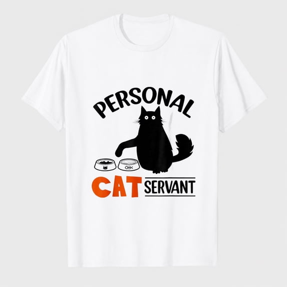 Funny Black Cat Personal Cat Servant T-Shirt