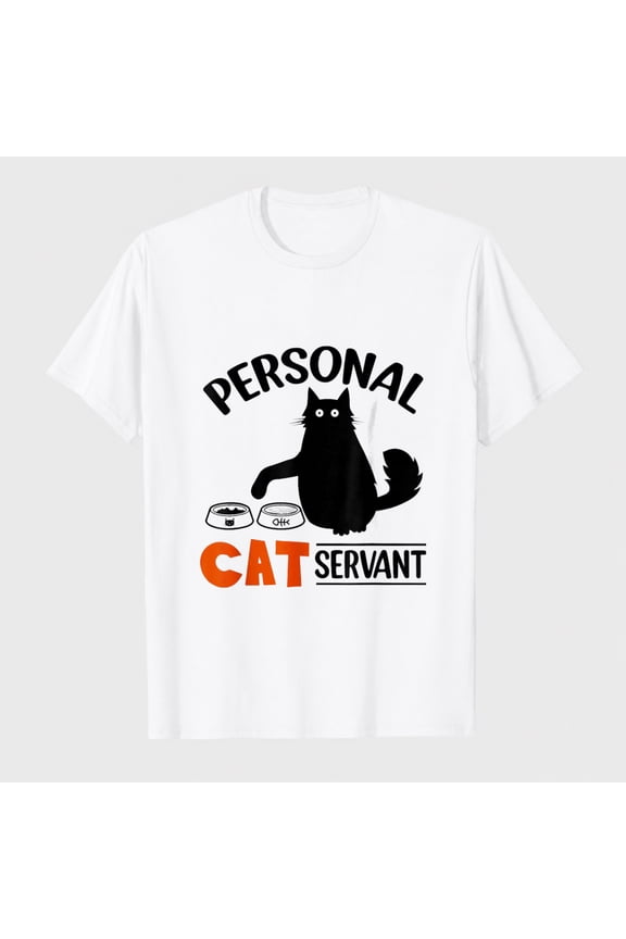 Funny Black Cat Personal Cat Servant T-Shirt