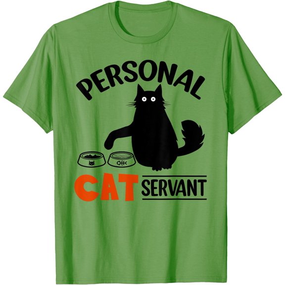 Funny Black Cat Personal Kitten Servant Unisex T-Shirt for Men Women Kids Toddler