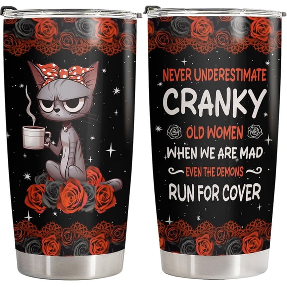 Funny Black Cat Tumbler with Lid, 20 oz Stainless Steel Vacuum Insulated Pet Coffee Mug, Cat Lover Gifts for Women Girl Mom Birthday Halloween Christmas