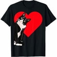 thumbnail image 1 of Funny Black Cat Valentine's Day Heart Tuxedo Cat Lover T-Shirt, 1 of 5