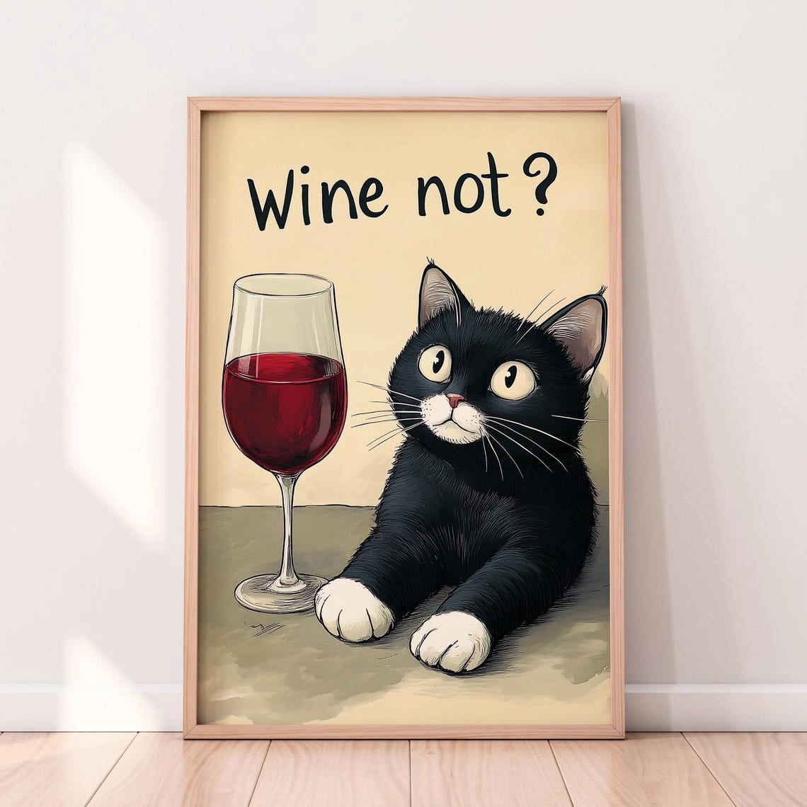 Funny Black Cat With Wine Glass — Wine Artwork Poster, Wine Lover Gift ...