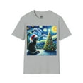 thumbnail image 1 of Funny Black Cat in Van Gogh Starry Night-Chrisrmas Unisex Softstyle T-Shirt, 1 of 3