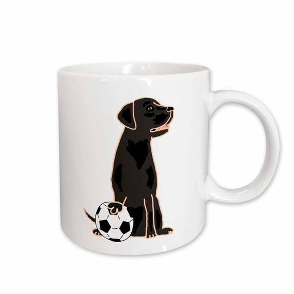 3drose, Funny Black Labrador Retriever Dog Playing Tennis Sports, 11oz Mug