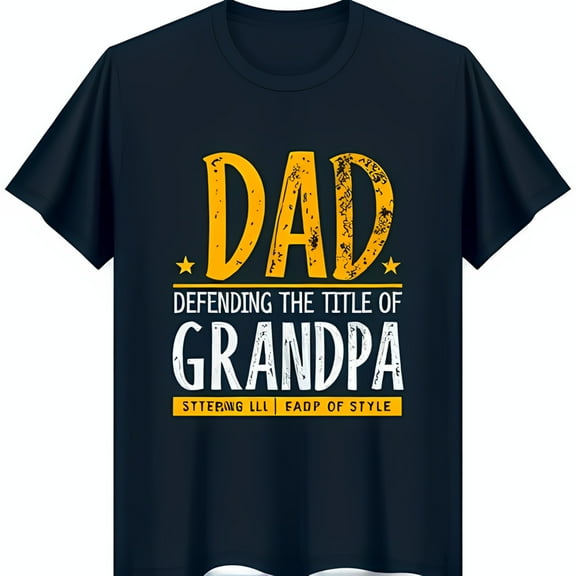 Funny Black T-Shirt for Dads 'DAD' Print with Grandpa Title & Style Fad