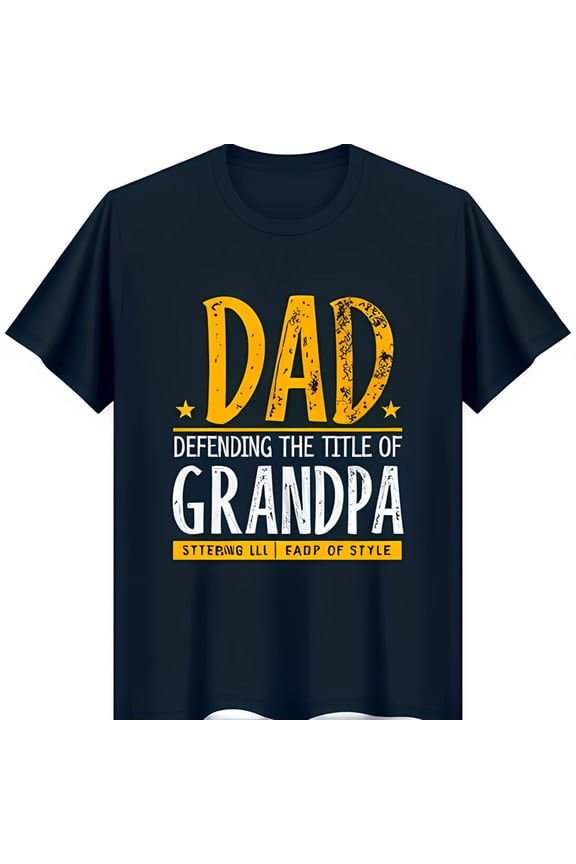 Funny Black T-Shirt for Dads 'DAD' Print with Grandpa Title & Style Fad