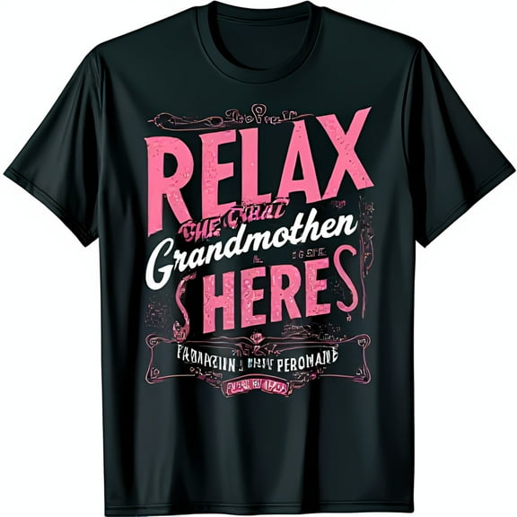 Funny Black T-Shirt for Grandmothers ' The Great Grandmother Is Here' Vintage Design