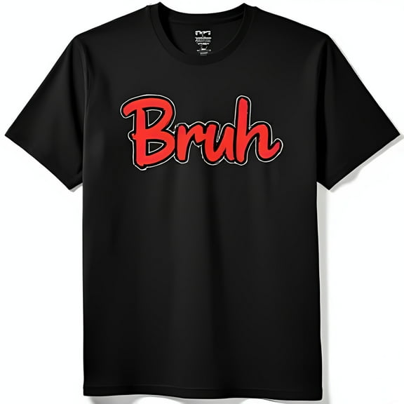 Funny Black T-Shirt with Bold Red Bruh Design Soft Tee