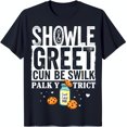 thumbnail image 1 of Funny Black T-Shirt with Bottle and Cookies Graphic 'Showle & Greet' Design, 1 of 5