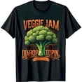 thumbnail image 1 of Funny Black T-Shirt with Broccoli Floret Design Veggie Jam & Drop Topin Graphic, 1 of 1
