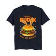 thumbnail image 1 of Funny Black T-Shirt with Cartoon Burger & Ears 'BOCO RUDIK' & ' SITT BURGGER' Design, 1 of 5