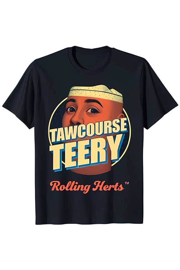 Funny Black T-Shirt with Cartoon Head Graphic Tawcourse Teery Design