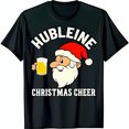 thumbnail image 1 of Funny Black T-Shirt with Cartoon Santa Holding HUBLIEINE CHRISTMAS CHEER Design, 1 of 5