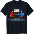 thumbnail image 1 of Funny Black T-Shirt with Cartoon of Two People at Table 'Wes Acting' Speech Bubble, 1 of 5