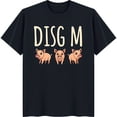 thumbnail image 1 of Funny Black T-Shirt with 'DISG M' Text and Cute Pink Cartoon Piglets Design, 1 of 5