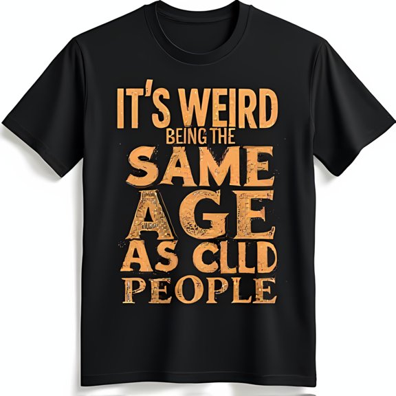 Funny Black T-Shirt with Gold Graphic: It's Weird Being the Same Age as Old People