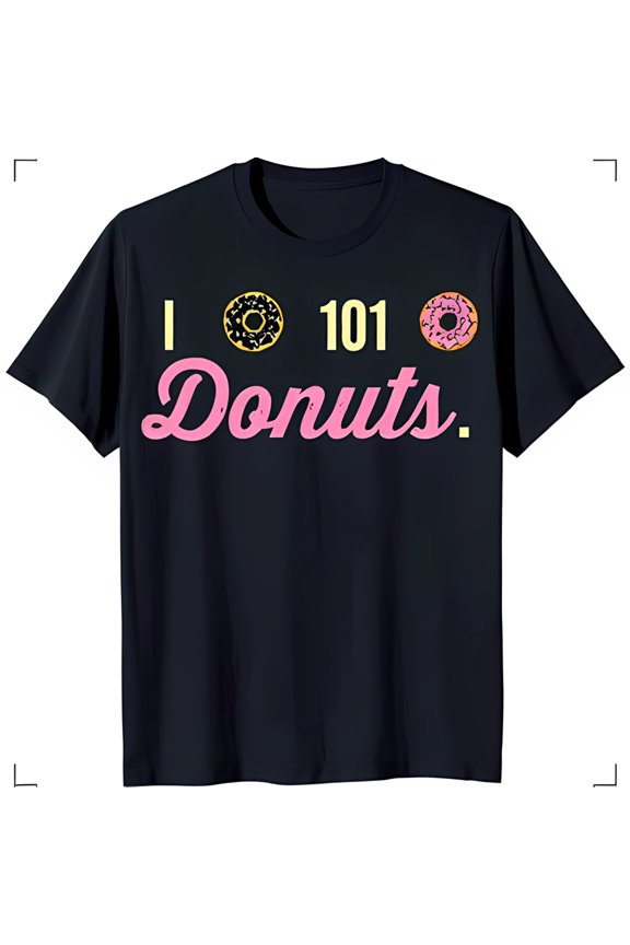 Funny Black T-Shirt with 'I 101 ' Graphic & Pink Frosted